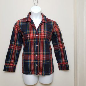 J. Crew Tartan Plaid Cotton Button Front Pajama Top Womens Size Small